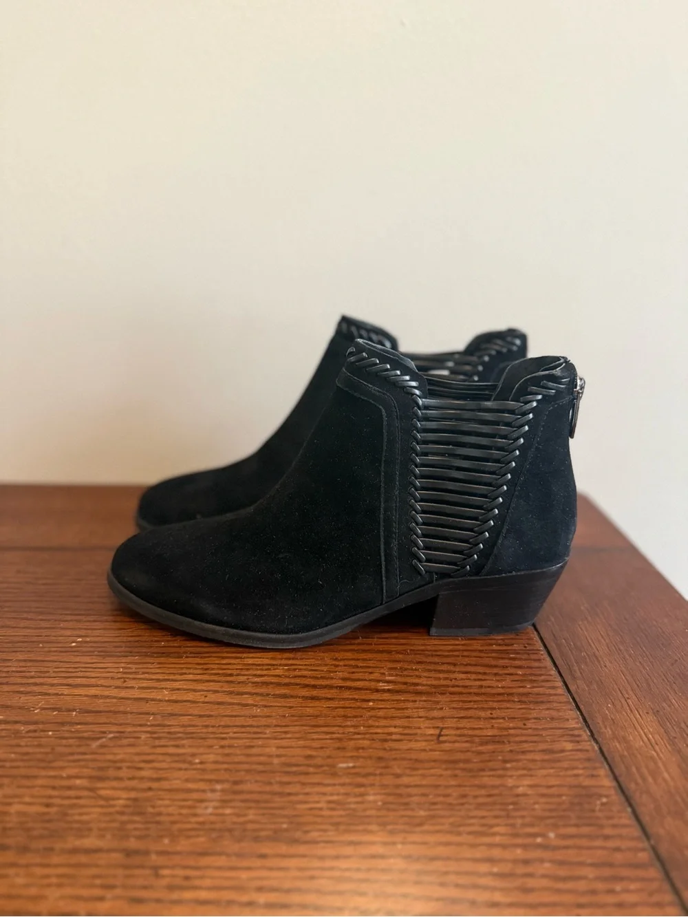 Vince Camuto Black Suede Ankle Boot with Braided Detail New 7